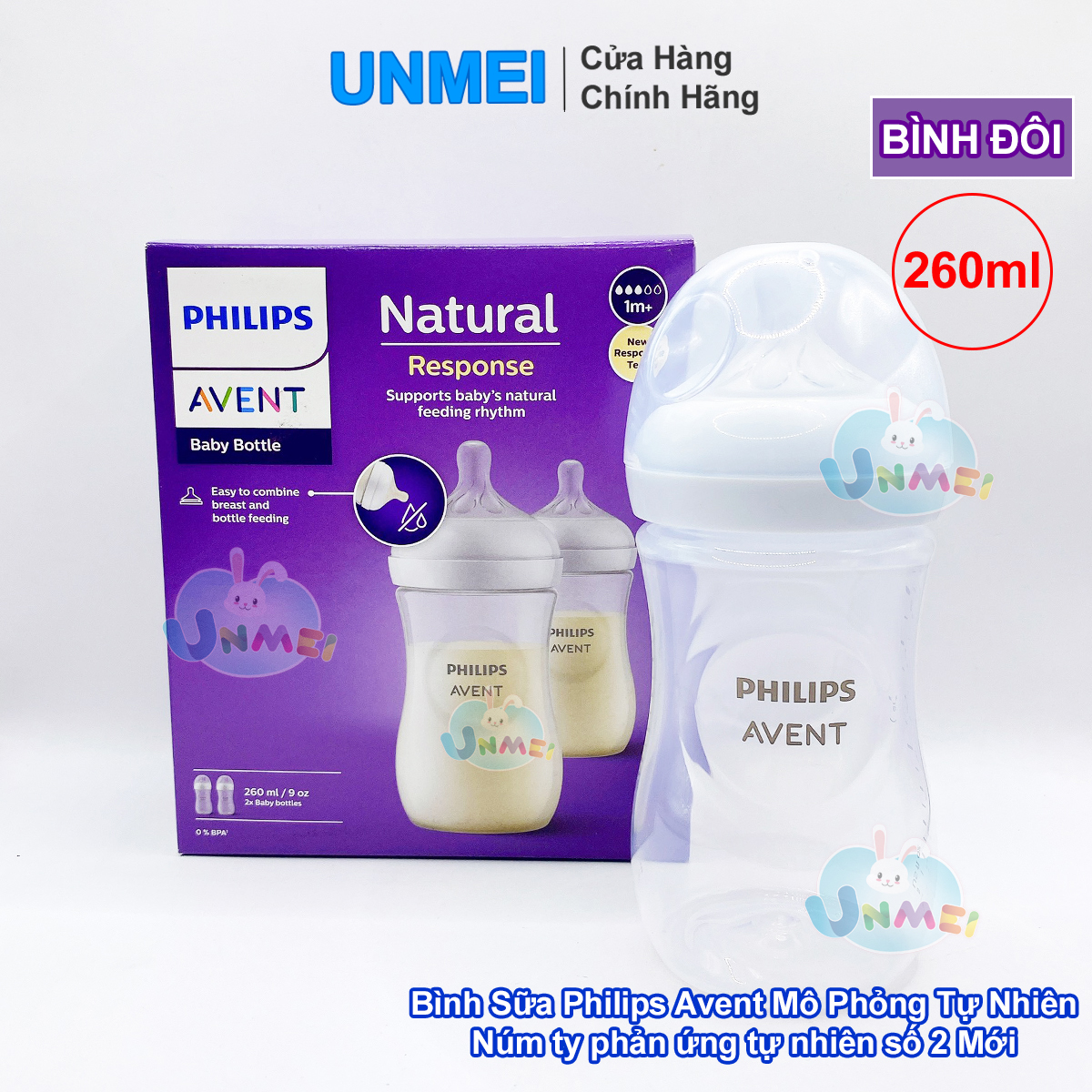 Bình Sữa Mô Phỏng Tự Nhiên Mới Philips Avent Natural Response - 125ml/ 260ml/ 330ml (Hộp 1 bình)