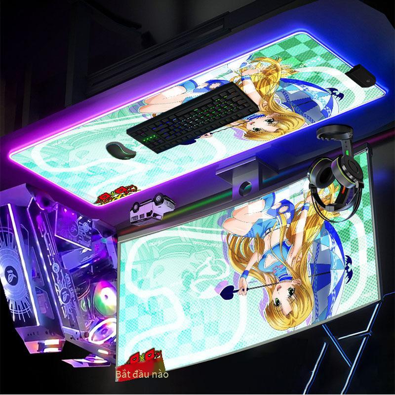 Thuận lợi nhất cửa hàng mới sạc không dây RGB phát sáng miếng lót chuột cô gái anime LED lớn nhiều màu sắc miếng lót bàn phím trò chơi