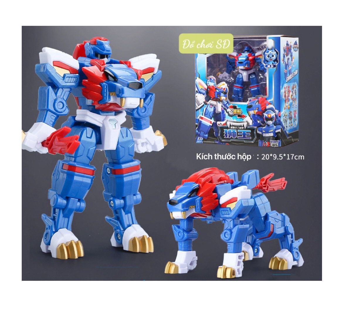 Đồ chơi biệt đội siêu nhân nhí - chiến binh thú mini - sư tử Lion màu xanh