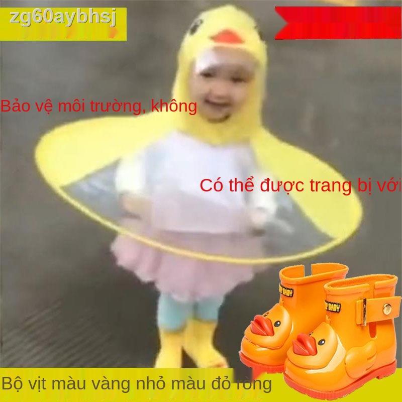Áo mưa trẻ em ngộ nghĩnh kiểu Hàn Quốc Áo mưa Con vịt nhỏ Màu vàng choàng Mũ ô cho trẻ 3 - 5 tuổi - Size S < 4 tuổi