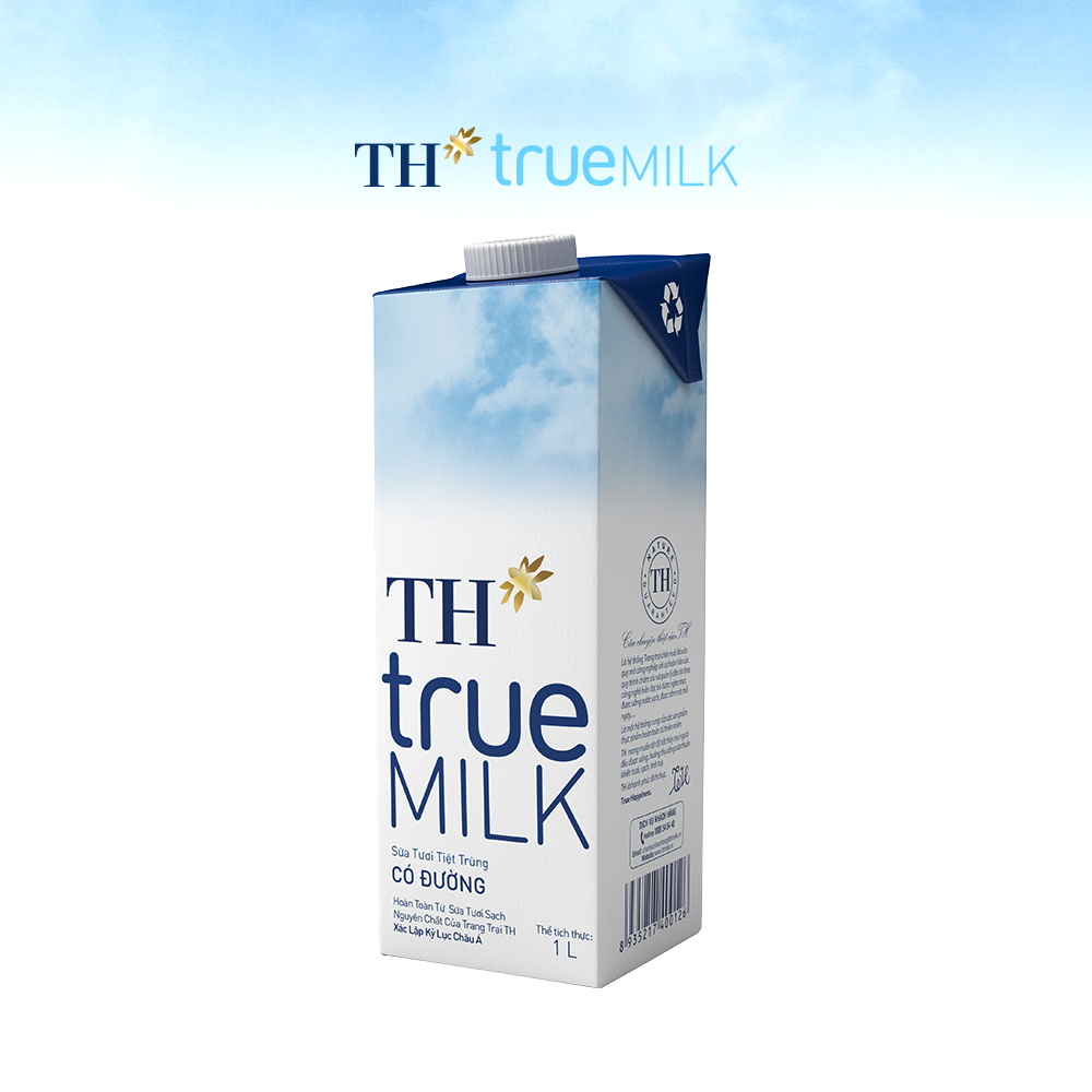 Thùng 12 hộp sữa tươi tiệt trùng có đường TH True Milk 1L (1L x 12)