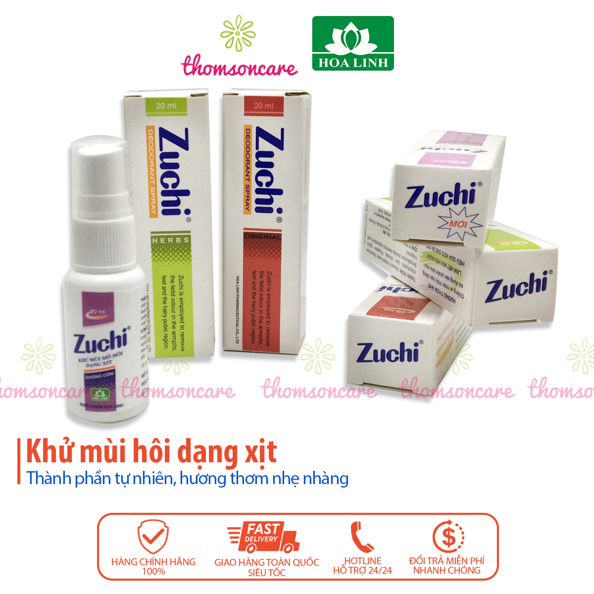 Zuchi xịt khử mùi hôi nách từ thảo dược - Chính hãng Hoa Linh