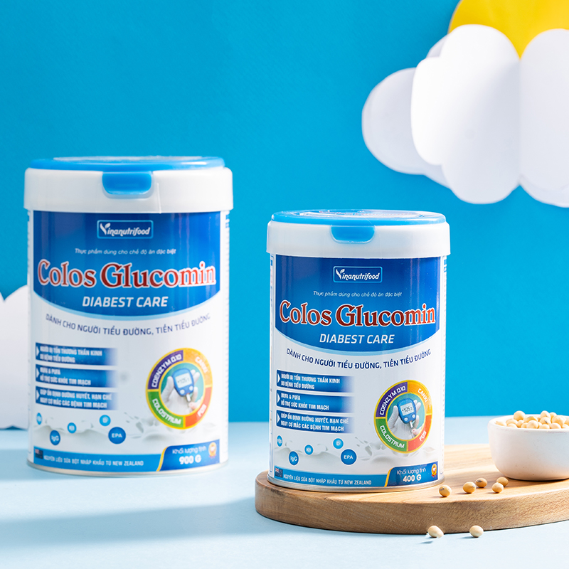 Sữa bột Colos Glucomin Diabest Care Vinanutrifood chứa các dưỡng chất bổ sung sắt, canxi, whey protein nâng cao đề kháng, thanh lọc cơ thể dành cho người trung tuổi và người già