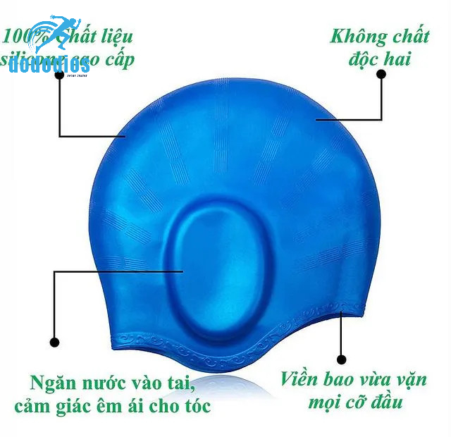 Nón bơi, Mũ bơi TRÙM TAI, chất liệu silicone đàn hồi, thiết kế thời trang cao cấp CA33 dododios Collection - Hàng Chính hãng dododios