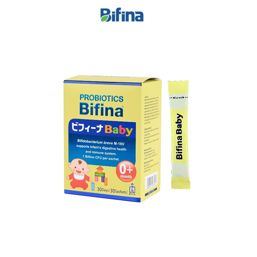 Phòng ngừa biến chứng cho trẻ sinh non và mổ, dùng sữa công thức -Men vi sinh cho bé Bifina Baby Nhật Bản- Hộp 30 gói 