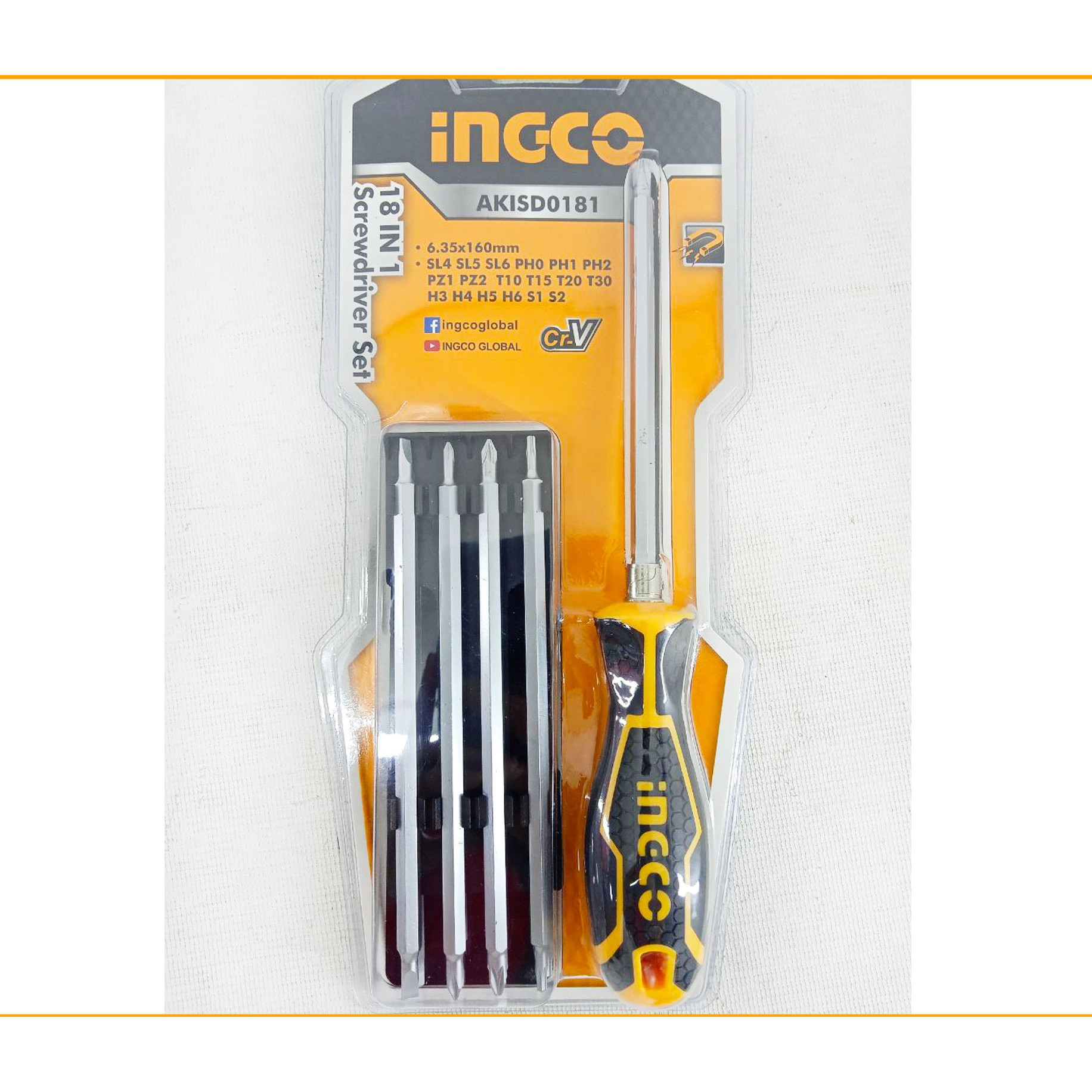 Bộ tua vít 18 đầu ingco AKISD0181