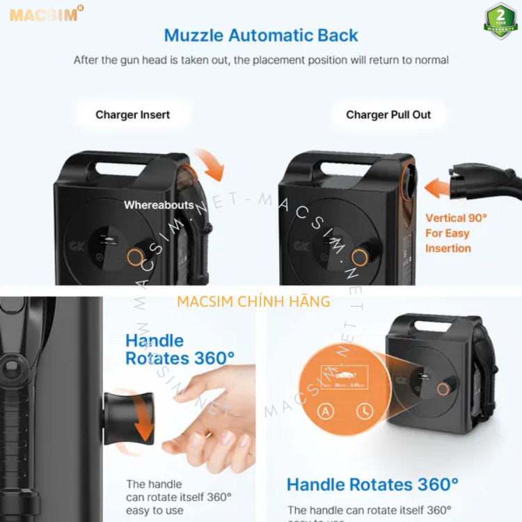 Sạc ô tô điện MG 4 Electric / Marvel R 2023 ev - Sạc di động cao cấp 3,68KW chính hãng Macsim
