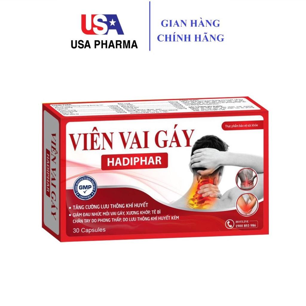 Viên Vai Gáy thảo dược Hadiphar giúp giảm đau nhức mỏi vai gáy, xương khớp, tê bì chân tay - Hộp 30 viên