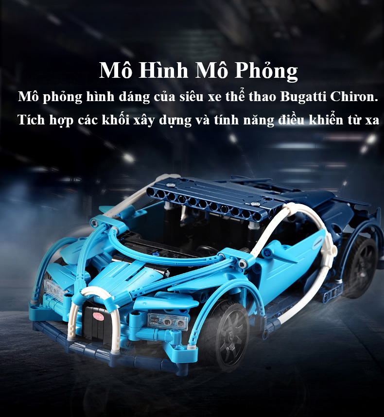 Bộ Đồ Chơi Xếp Hình Siêu Xe Bugatti Chiron 419 Chi Tiết, Đồ Chơi Mô Hình Xe Bugatti Chiron Điều Khiển Từ Xa, Đồ Chơi Lắp Ghép Cao Cấp Ô Tô Bugatti Chiron Điều Khiển RC - Chính Hãng BABYBOSS.