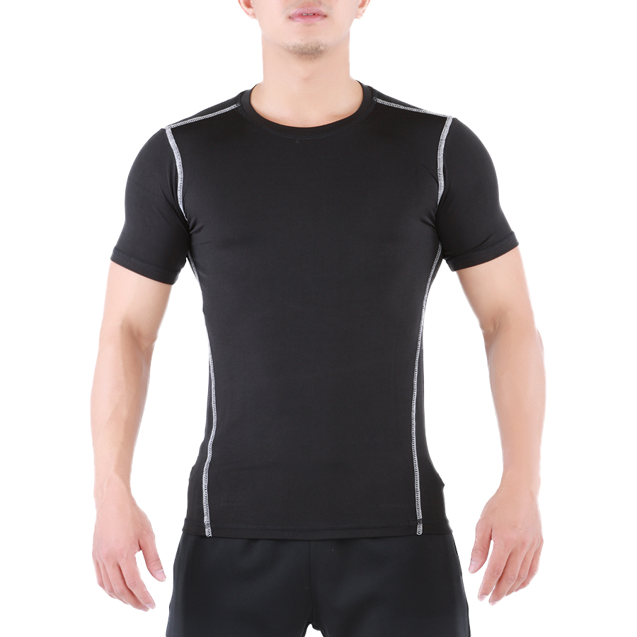 Áo Base Layer Tập Gym Nam Tay Ngắn Đen Unique