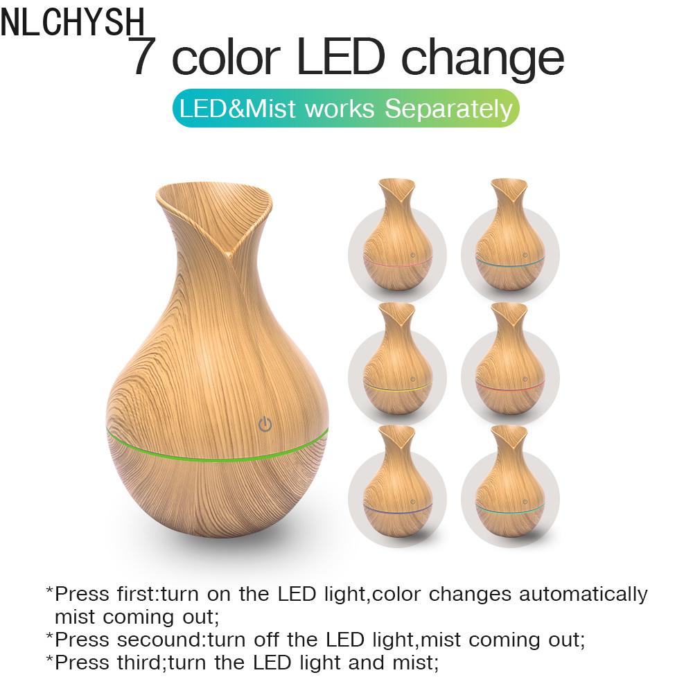 Điện Mini Máy Tạo Độ Ẩm Không Khí USB Siêu Âm Tinh Máy Khuếch Tán Tinh Dầu Vân Gỗ Thoáng Mát Phun Sương Tạo Đèn LED Cho Nhà Văn Phòng