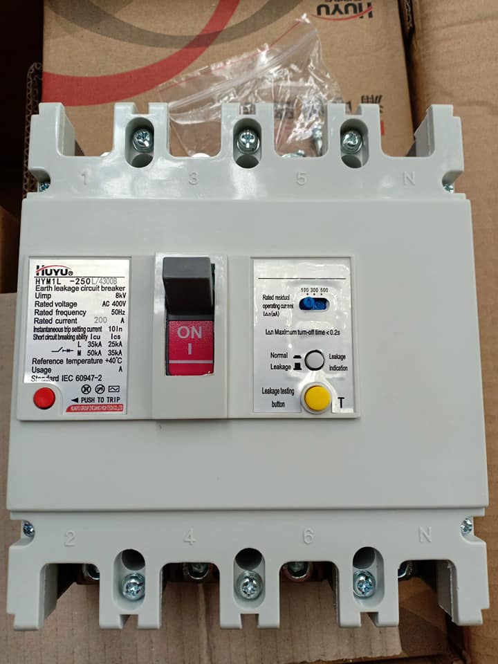 Áp tô mát khối chống giật HUyu HYM1L- 63A, 80A, 200A 100mA