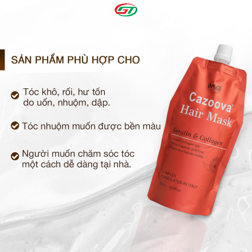 Kem Ủ Tóc Cazoova Hair Mask 500ml - Bổ Sung Collagen, Phục Hồi Tóc Khô Xơ, Giúp Tóc Mềm Mượt