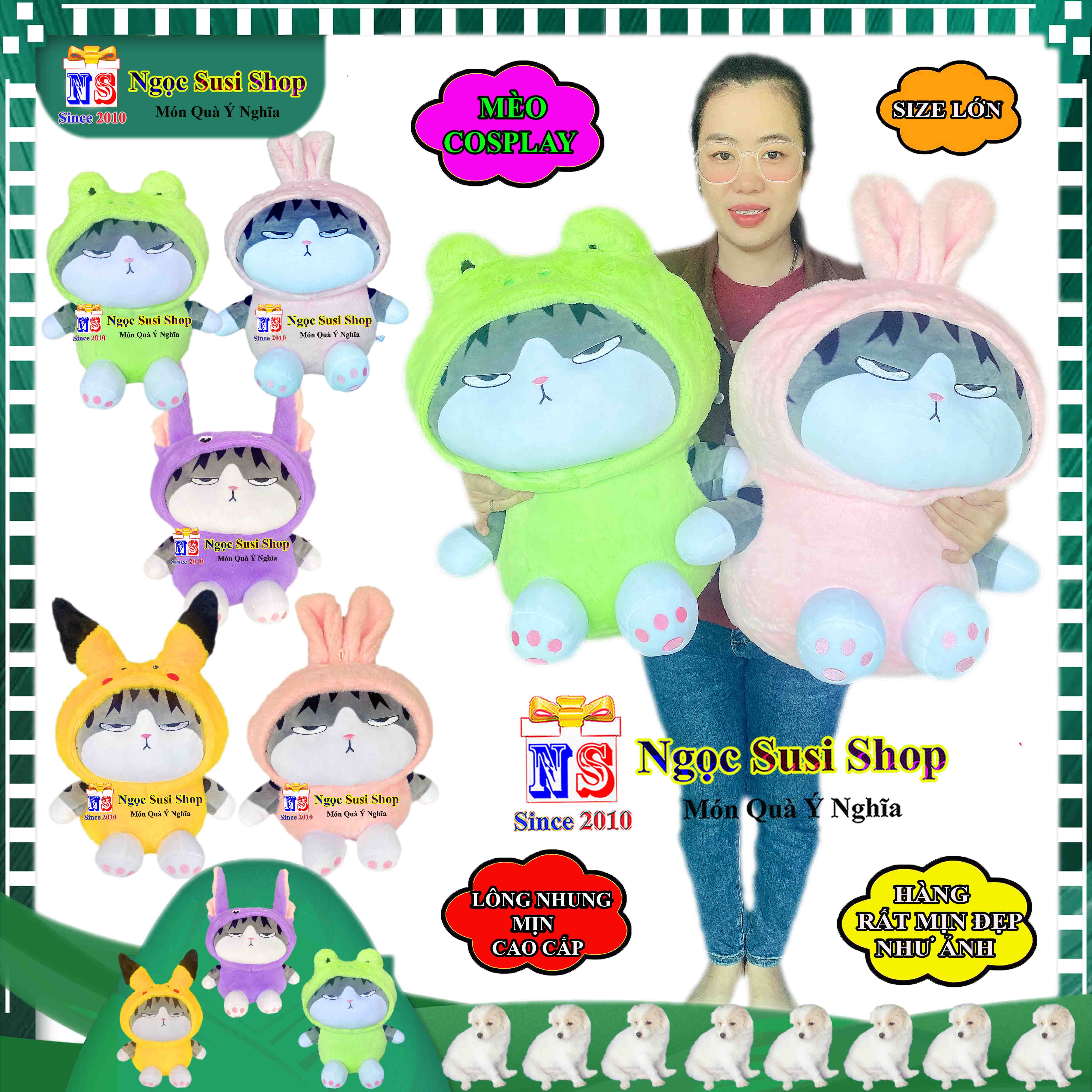 GẤU BÔNG HÌNH CON MÈO COSPLAY SIÊU MỀM MỊN CAO CẤP ÔM NGỦ DÙNG LÀM QUÀ TẶNG TRANG TRÍ