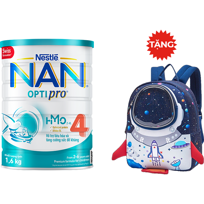 Sữa Bột Nestlé NAN OPTIPRO HM-O 4 1.6kg - Tặng 01 Balo Phi Thuyền