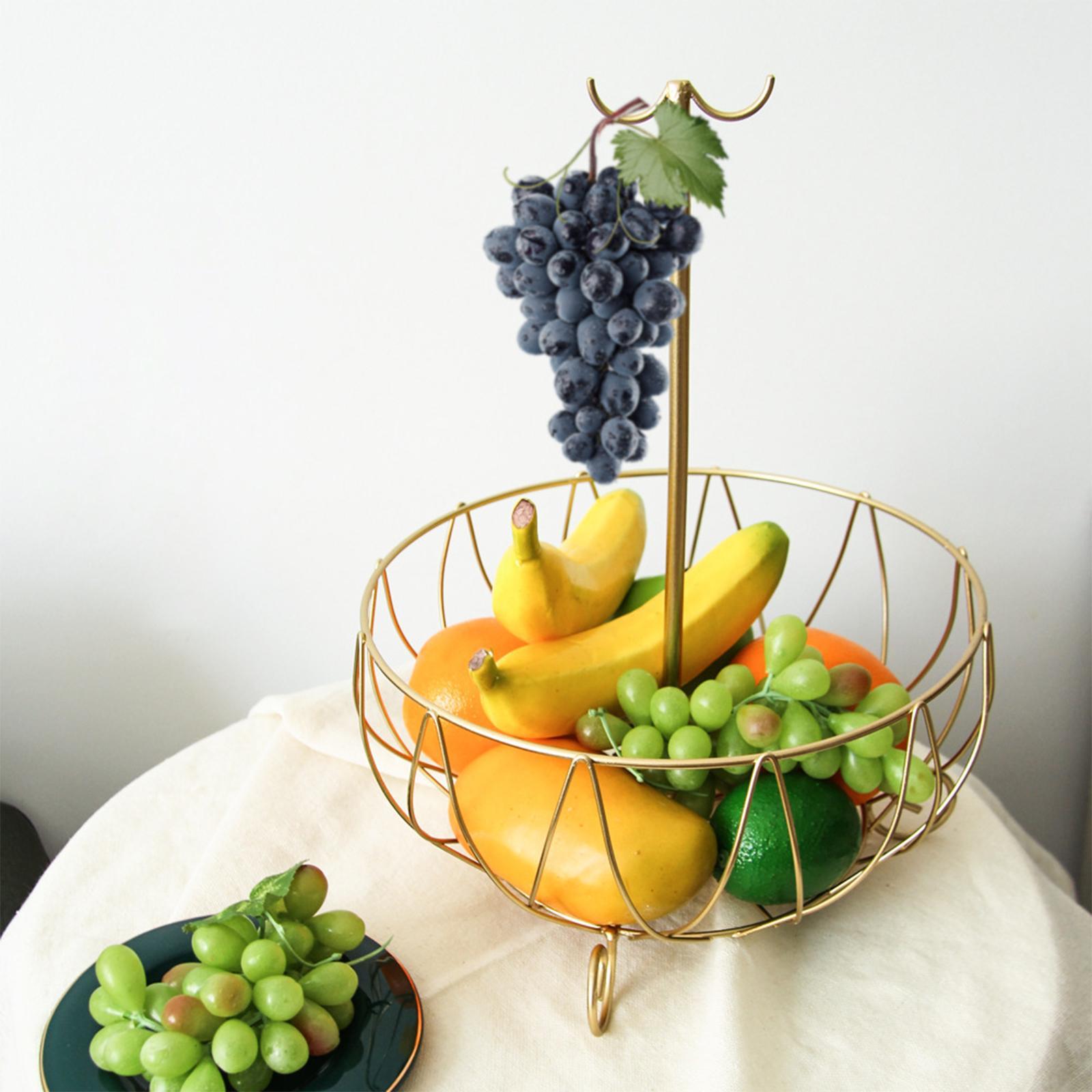 Fruit Bowl Holder with Banana Hanger Tree Kitchen Fruit Basket Stand Large