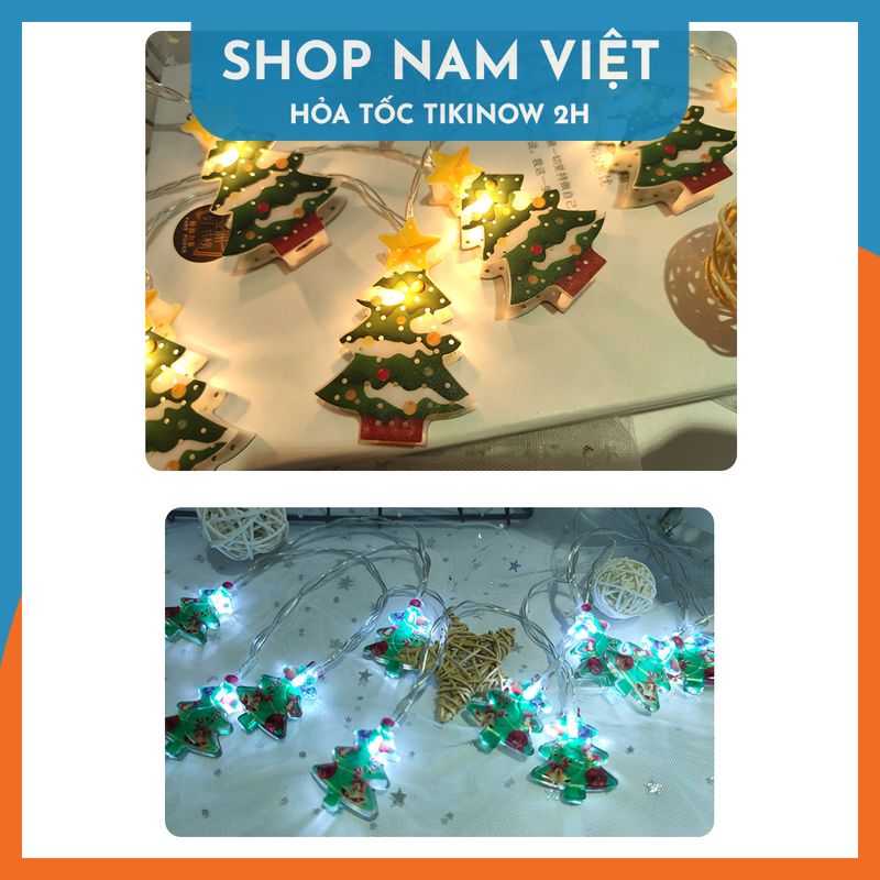 Dây Đèn Led Fairy Light Trang Trí Giáng Sinh Biểu Tượng Cây Thông, Người Tuyết, Ông Già Noel - Chính Hãng NAVIVU