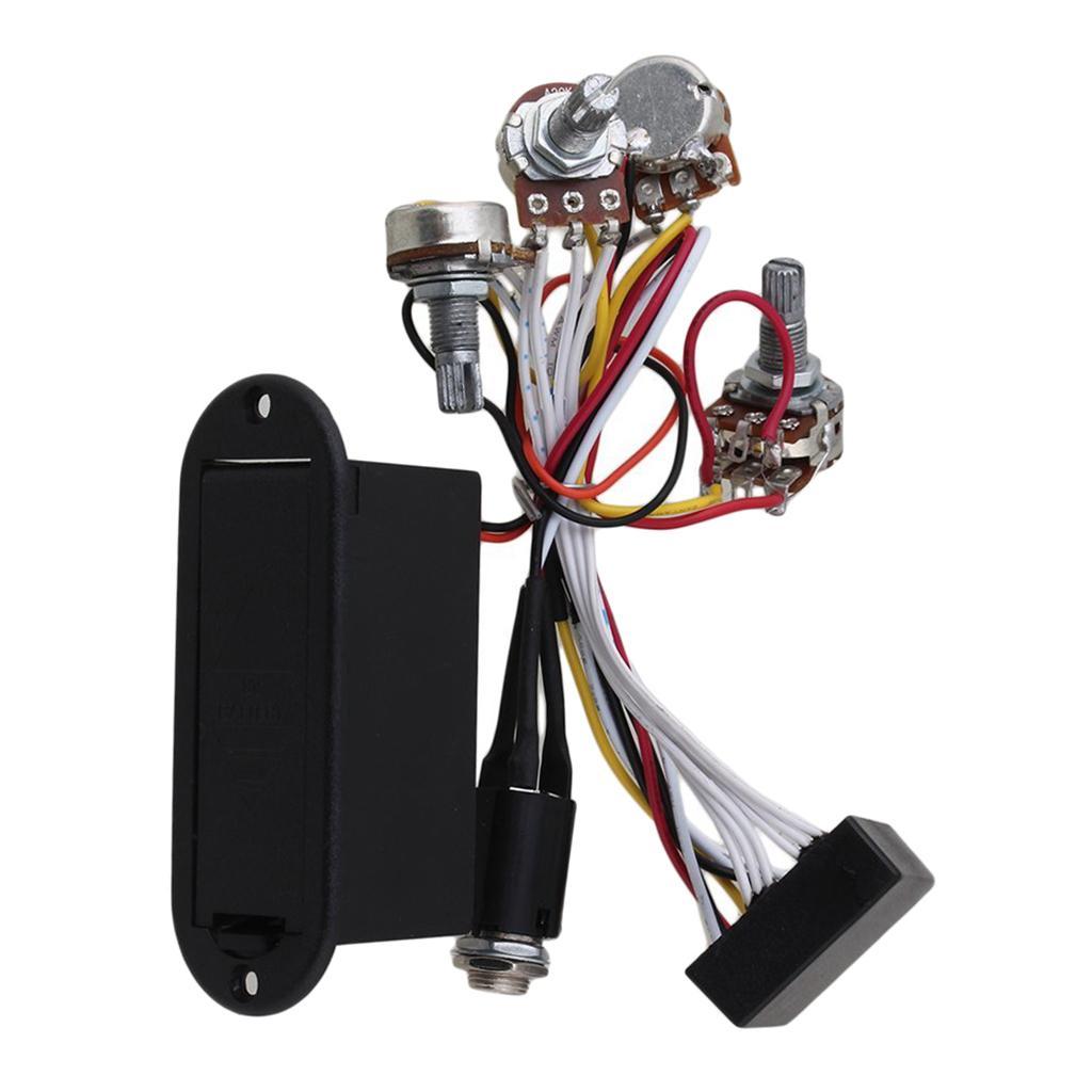 2 Band Active Guitar Bass EQ Preamp Circuit w/ 9V Pickup Battery Cover Case