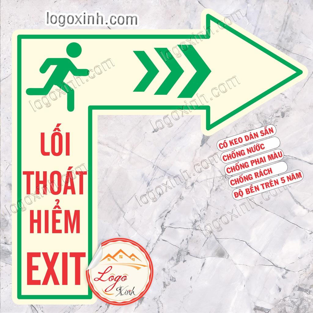 Logo sticker Mũi tên thoát hiểm dán trên nền, sàn nhà , mũi tên Exit chỉ hướng thoát hiểm, chống nước, chống phai màu