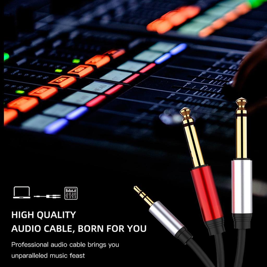 3.5mm Stereo Male to 2 x 6.35mm Mono Male Audio Splitter Cable Adapter Cord