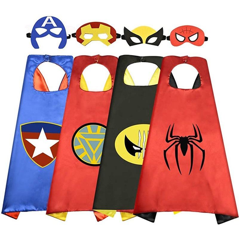 Áo choàng siêu nhân kèm mặt nạ cho bé trai và bé gái: Người nhện, siêu nhân, người dơi, người sắt, đội trưởng Mỹ, Elsa
