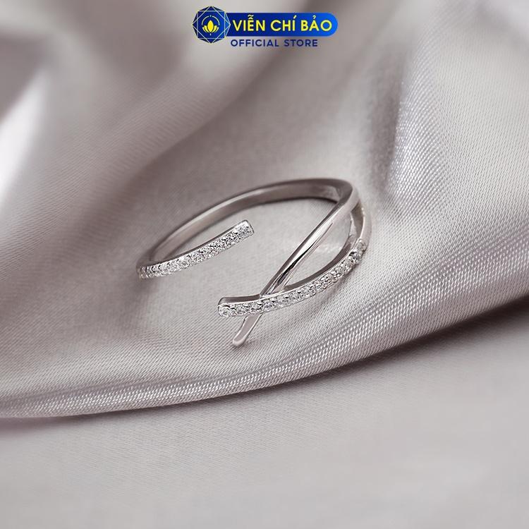 Nhẫn bạc nữ đính đá chéo chất liệu bạc 925 thời trang phụ kiện trang sức nữ thương hiệu Viễn Chí Bảo N400753x