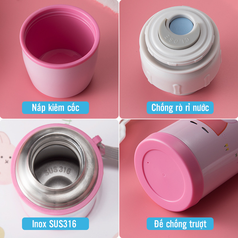 Bình nước giữ nhiệt trẻ em TAFUCO NHẬT BẢN an toàn cho bé T400
