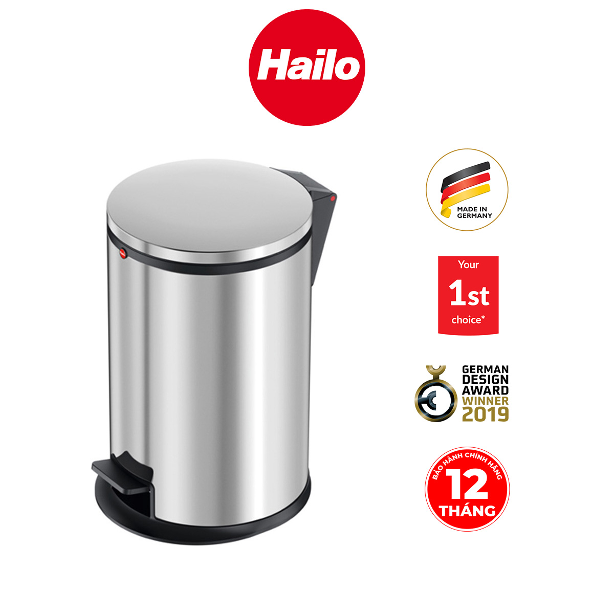 Thùng rác Hailo Pure M 12L