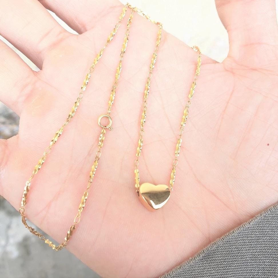 Dây Chuyền Nữ Trái Tim Rỗng Titanium Cao Cấp-Dùng lâu dài tắm rửa thoải mái không đen