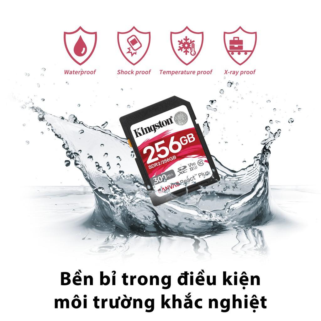 Thẻ Nhớ V90 SD Kingston Canvas React Plus V90 128GB 300mbs/260mbs camera quay phim chuyên nghiệp 4K/8K SDR2/128GB- Hàng chính hãng