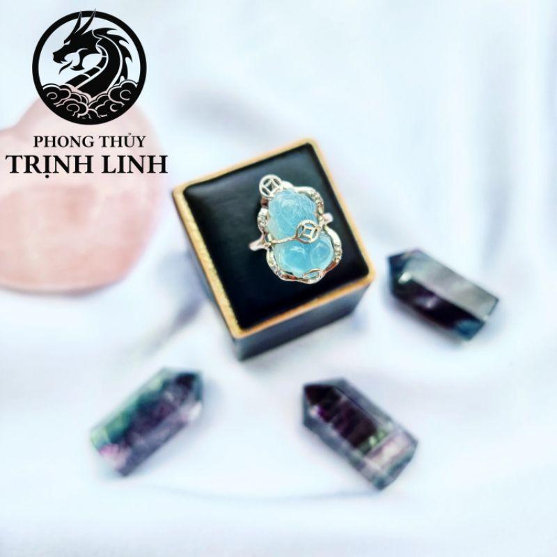 NHẪN BẠC HỒ LY - TỲ HƯU XANH DƯƠNG AQUAMARINE