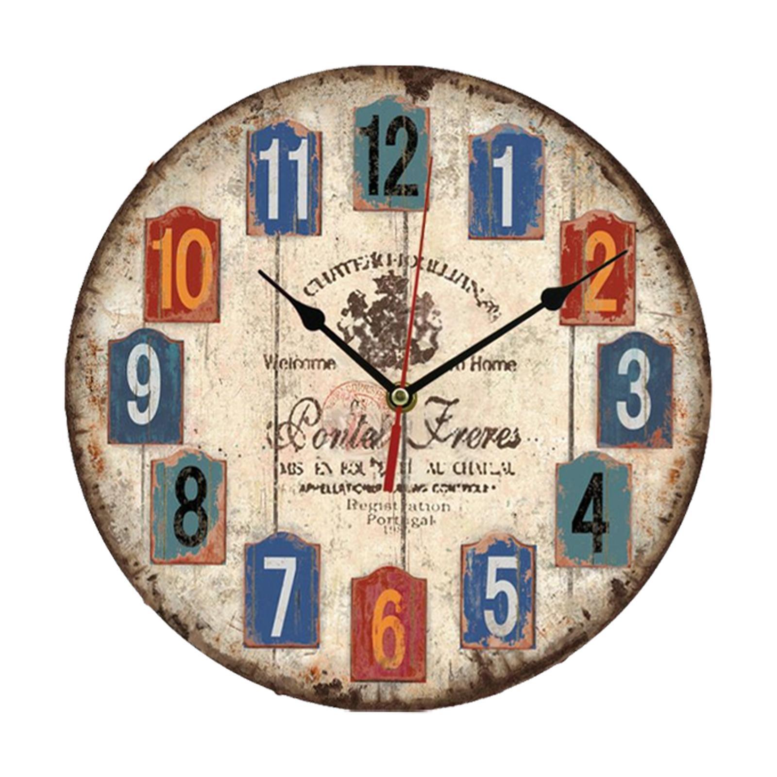 Rustic Wooden Wall Clock Living Room Kitchen Bedroom Decor