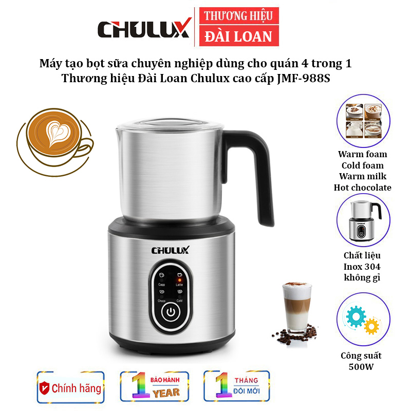 Máy tạo bọt sữa chuyên nghiệp 4 trong 1 dùng cho quán 4 trong 1 Chulux JMF-988S - HÀNG NHẬP KHẨU