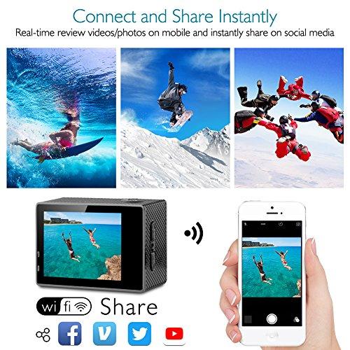 Dragon Touch Camera hành động 4K 16MP Tầm nhìn 3 Máy ảnh không thấm nước dưới nước 170 ° góc Wifi thể thao WiFi với điều khiển từ xa