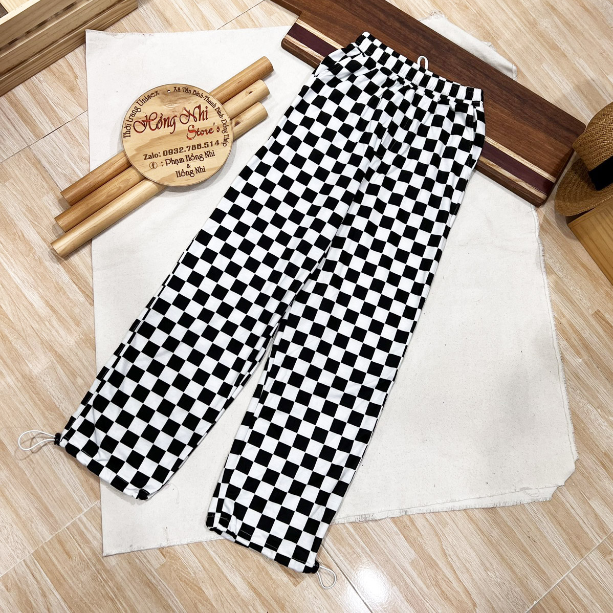 Quần Jogger 3D Caro Ulzzang Unisex Jogger Loang Màu Dây Rút Lai Ống Rộng V2 - MM
