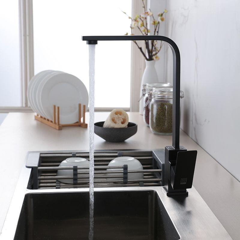 Vòi rửa bát nóng lạnh Kagol vuông mạ Black