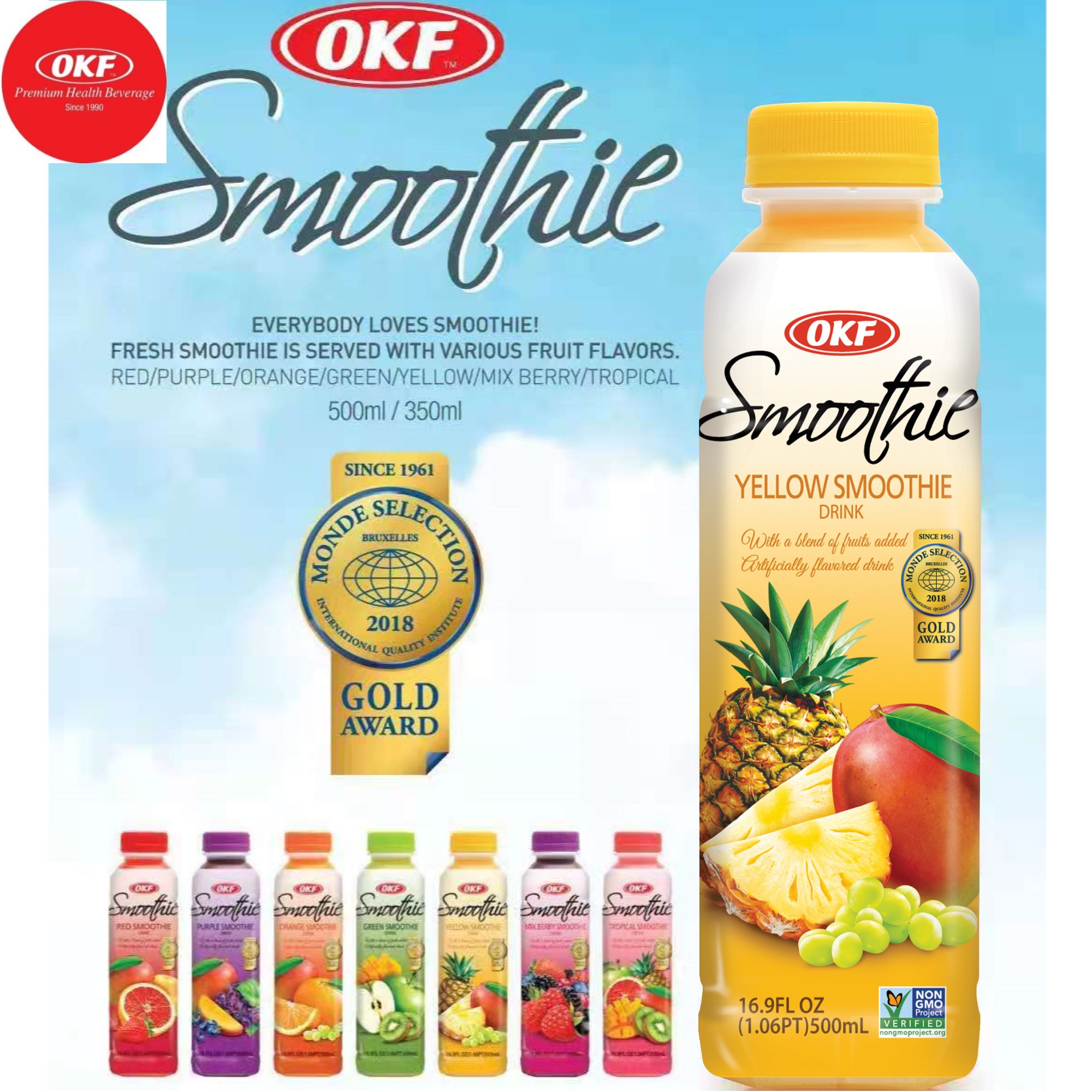 Nước sinh tố trái cây vàng OKF Hàn Quốc 500ml x 6 chai