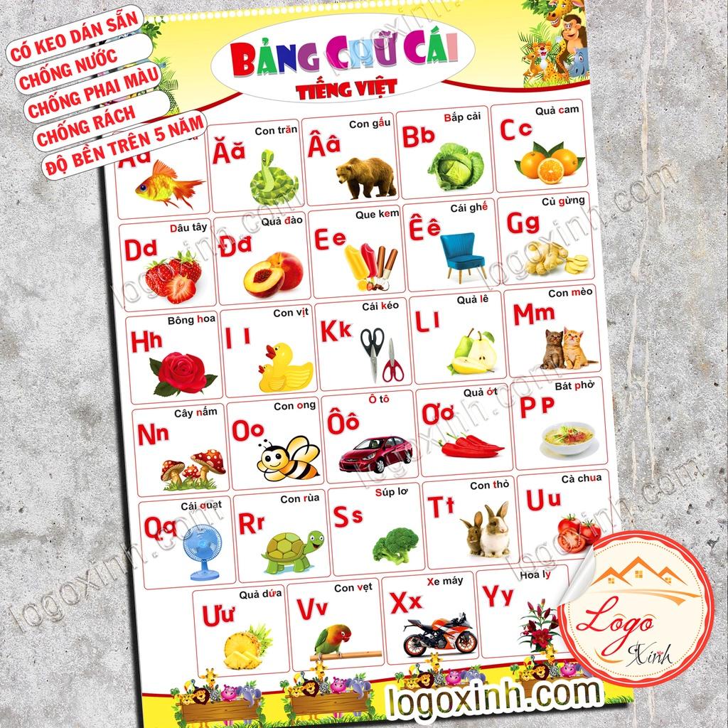 Bảng Chữ Cái In Hoa, In Thường Bằng Tếng Việt Kèm Hình Minh Họa Dạng Decal Dán Cho Bé Lớp Tiểu Học, Mầm Non, Bé Tập Đọc