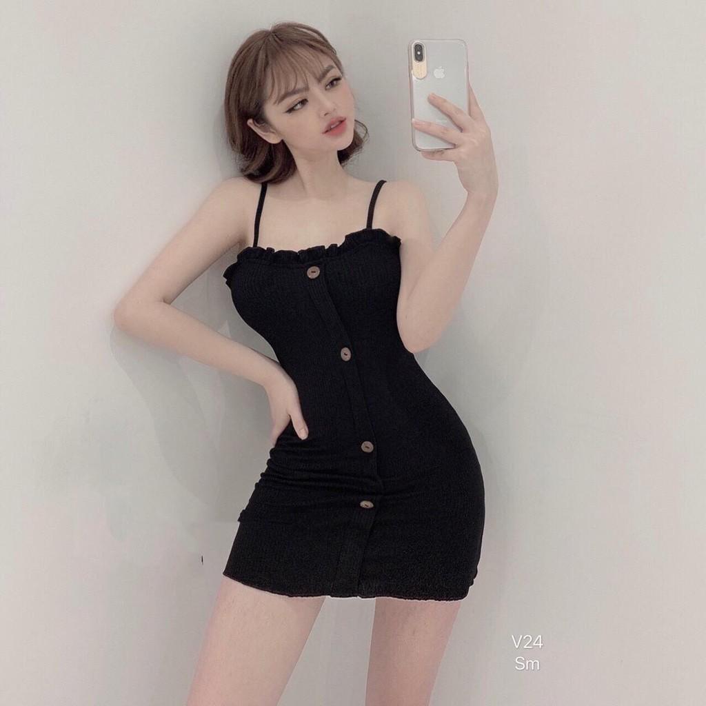 Váy 2 dây cúc cuốn biên thời trang XIXO - DAM0035