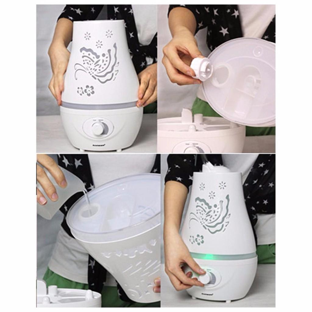 Máy khuếch tán Tinh Dầu Hồ Điệp Đáy Tròn Dung tích lớn 2400ml, làm đèn ngủ, quà tặng