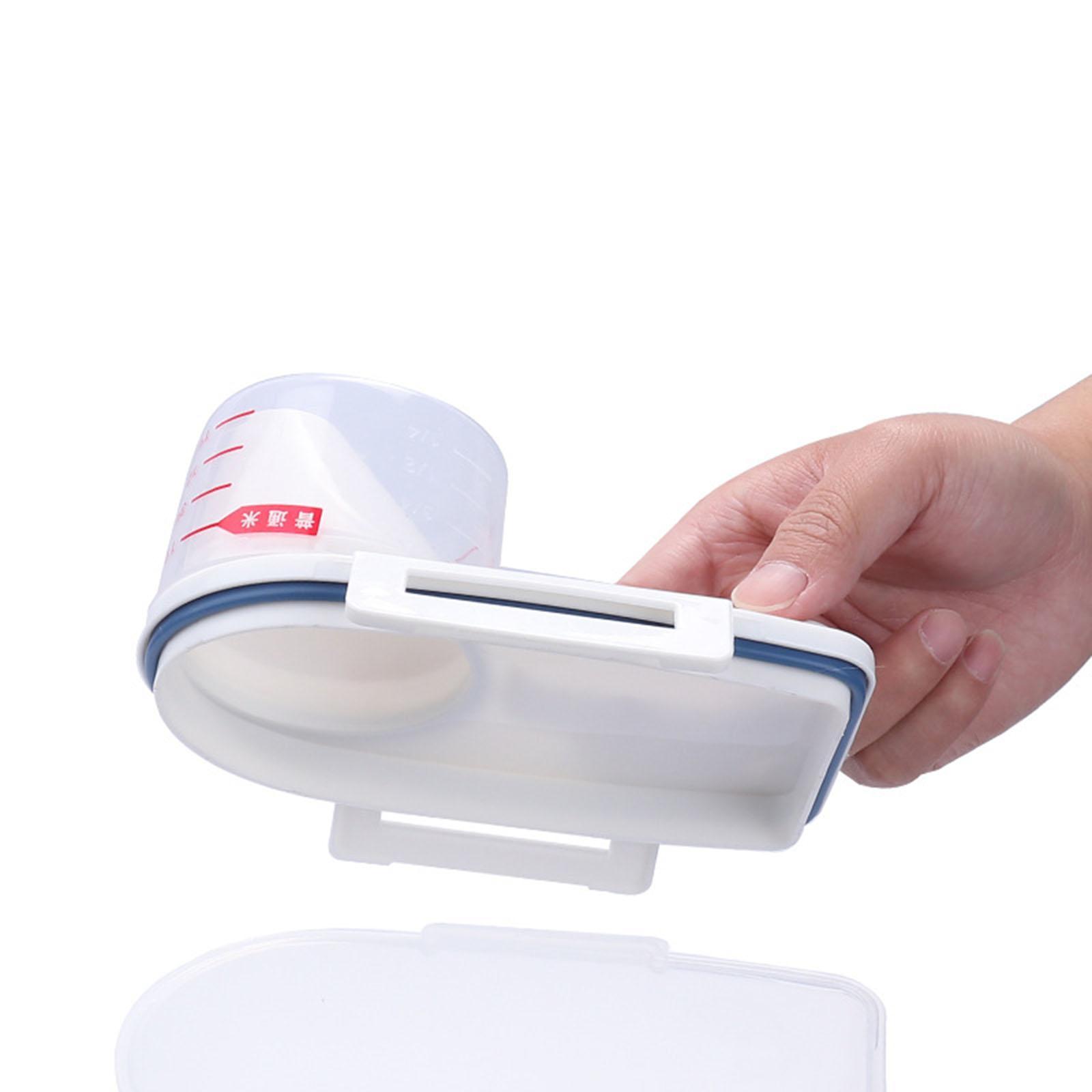 Feed Container Tank with Measuring Cup Animal Bin Dog