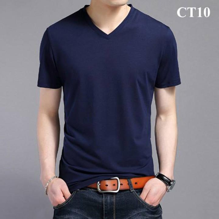 Hình ảnh Áo thun nam cổ tim tay ngắn chất 100% cotton đẹp nhiều màu thời trang