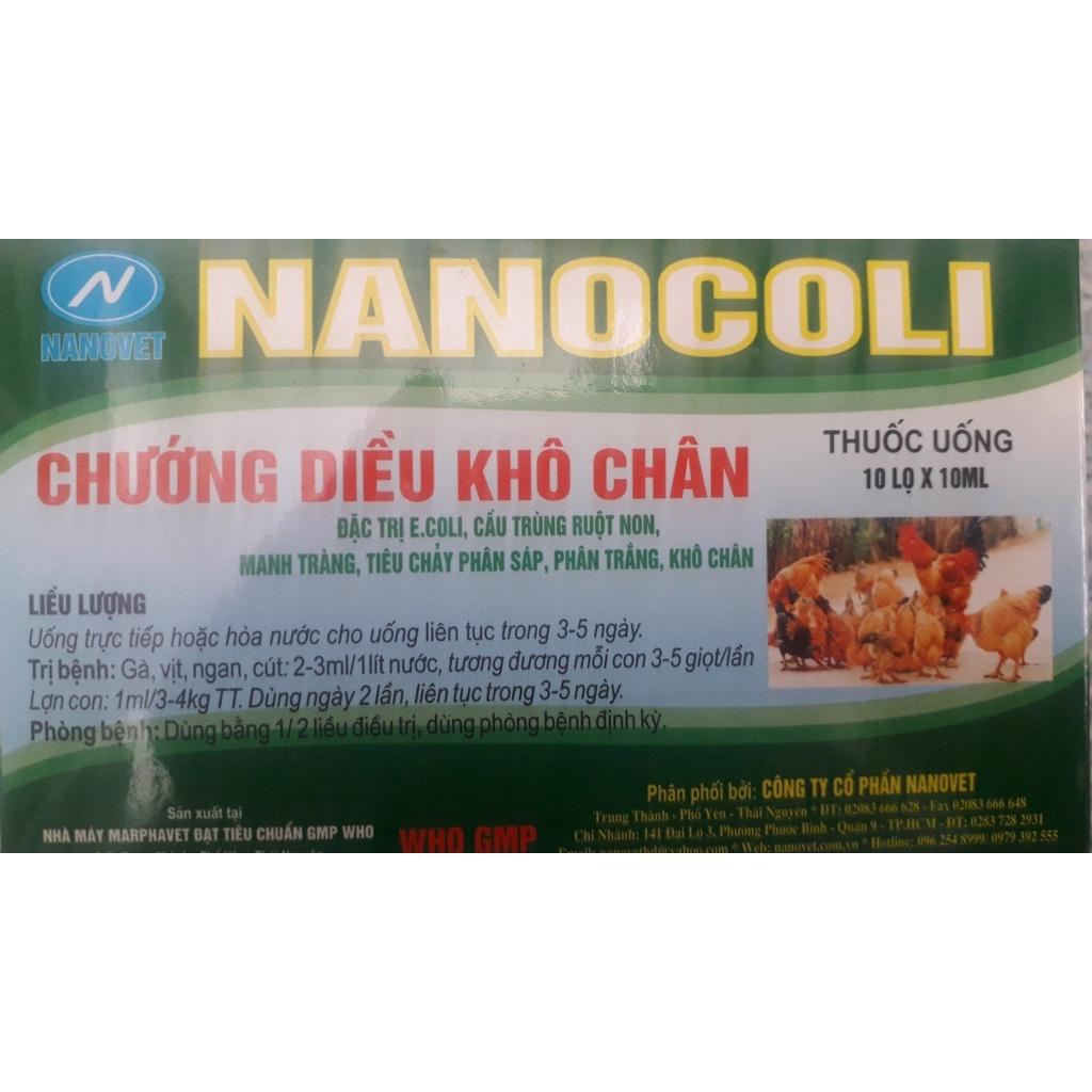 Nanocoli lọ 10ml. Chướng diều, khô chân gà, vịt, chim cảnh