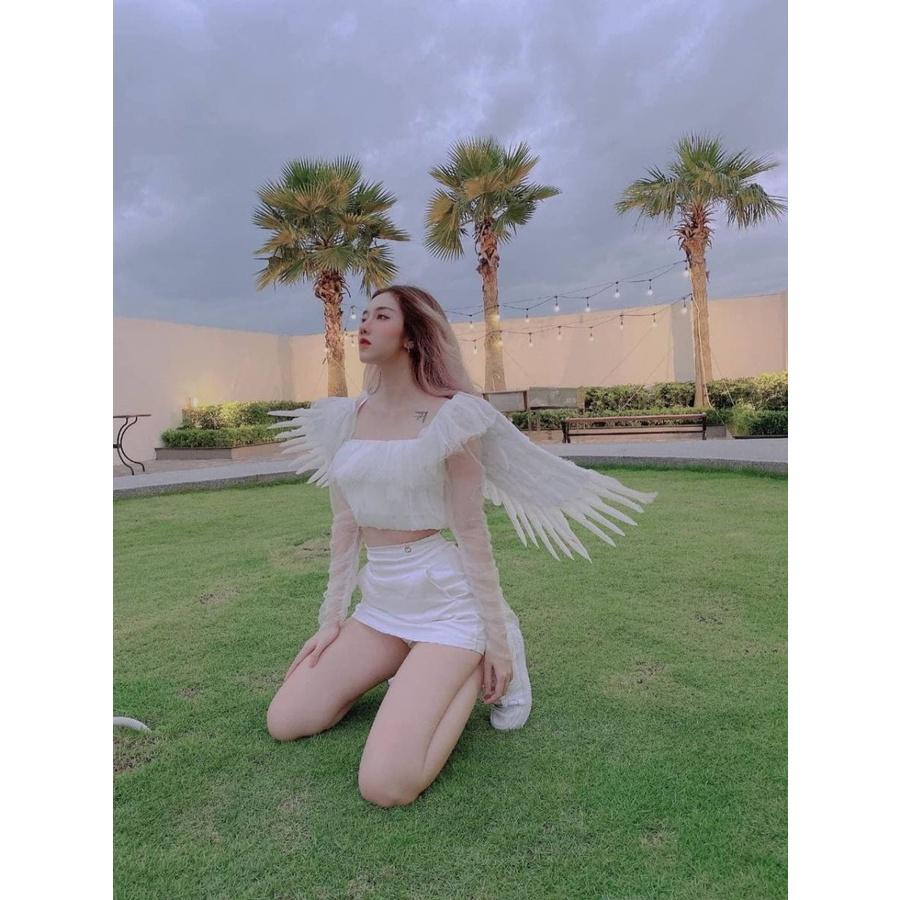 Áo Croptop Lưới Ren Công Chúa (TRẮNG)