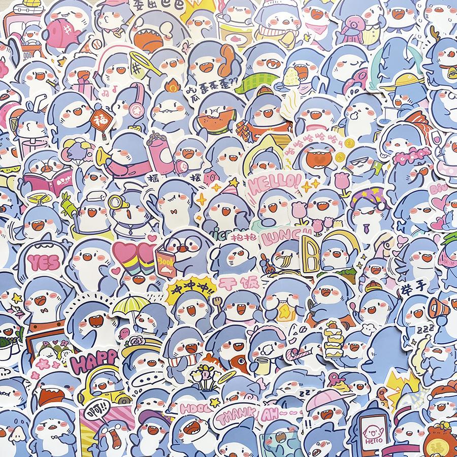 Sticker CÁ MẬP TRUNG QUỐC hoạt hình cute trang trí mũ bảo hiểm,guitar,ukulele,điện thoại,sổ tay,laptop-mẫu S94