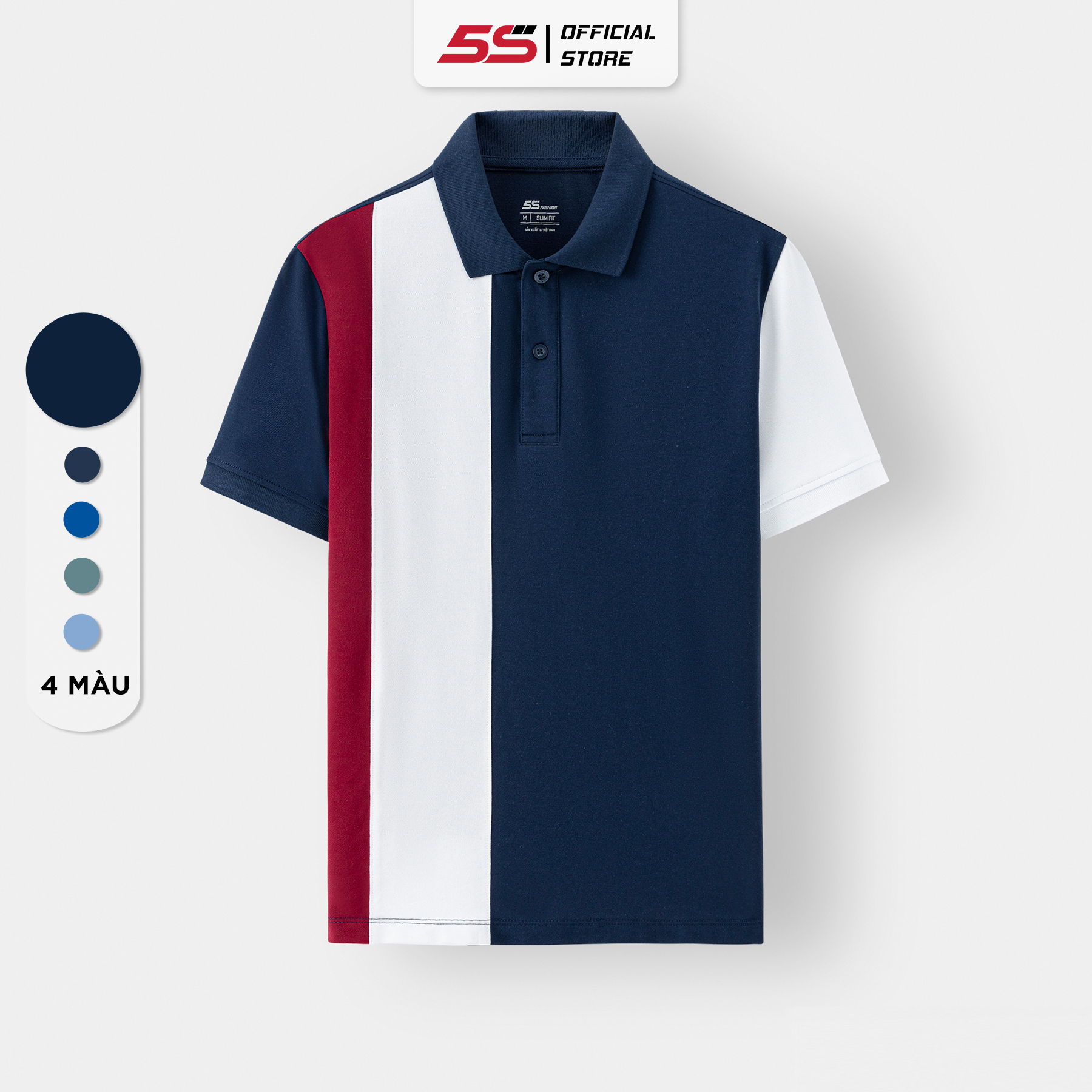 Áo Polo Nam 5S FASHION, Chất Cotton Thiết Kế Can Phối Dọc Thân Áo Nổi Bật,Lịch Lãm (APC24089)