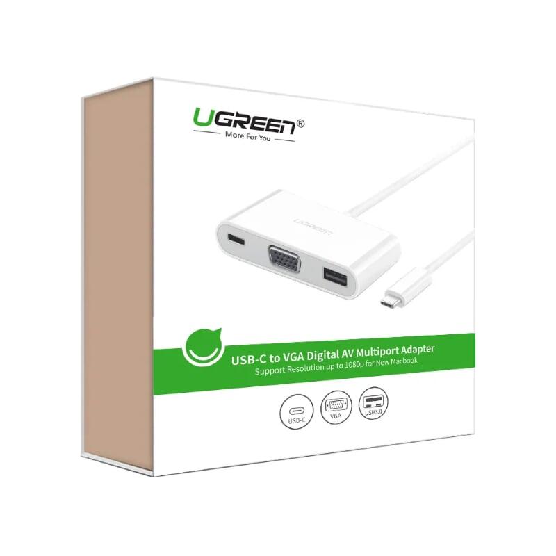 Ugreen UG30376US163TK Bộ chuyển đổi TYPE C sang USB 3.0 + VGA + hỗ trợ nguồn TYPE C - HÀNG CHÍNH HÃNG