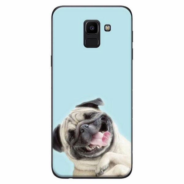 Ốp Lưng Dành Cho Điện Thoại Samsung Galaxy J6 2018 - Bulldog Smile Nền Xanh