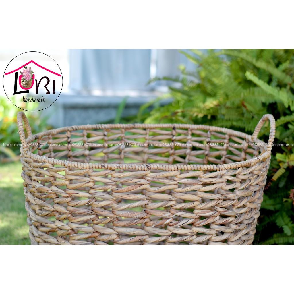 Lubihandicraft - Sọt đựng đồ lục bình hình oval đan vặn mũi tên - đẹp, tinh tế