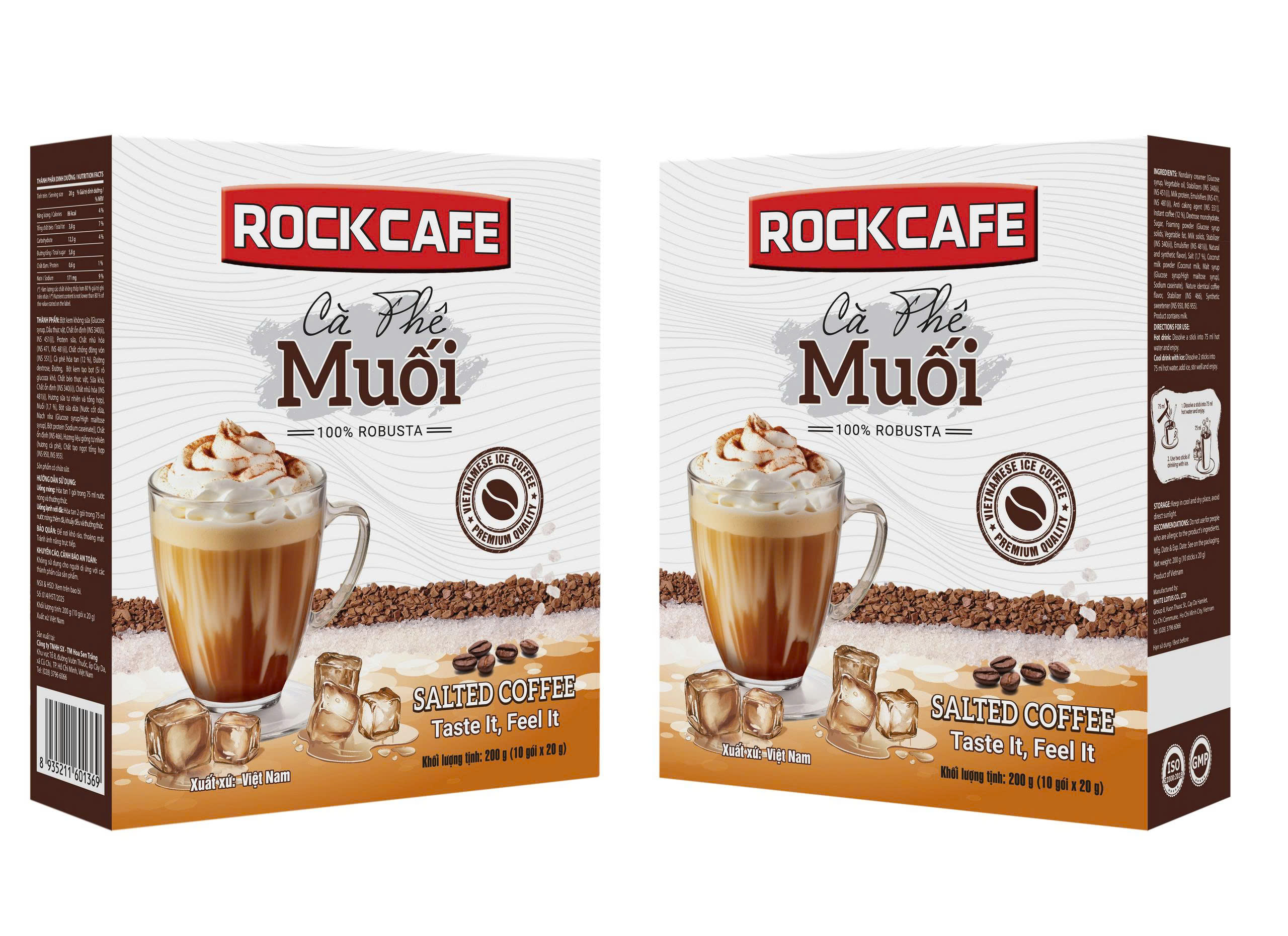 [MUA 2 TẶNG 1] Cà Phê Muối Hòa Tan - RockCafe - Cà Phê Muối Robusta - 10 gói.hộp
